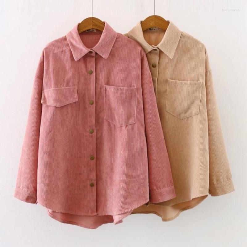 

Women' Blouses Women' & Shirts Women Solid Corduroy Batwing Sleeve Vintage Blouse Turn-Down Collar Loose Top Button Up Pink Shirt, S to 2xl - apricot