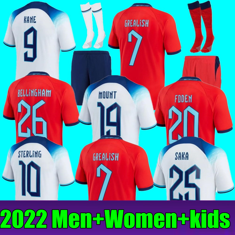 

New Angleterre FODEN soccer jerseys 2022 KANE STERLING GREALISH RASHFORD MOUNT BELLINGHAM ENGlANDS SANCHO 22 23 national Football shirt Men kids kit uniform, Adult training+world cup patch