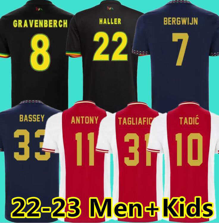 

TADIC 21 22 23 Soccer Jersey BASSEY BERGHUIS HALLER Third black Kit BLIND KLAASSEN TAYLOR 2022 2023 football shirts men kids uniforms, 22 23 away aldult + patch