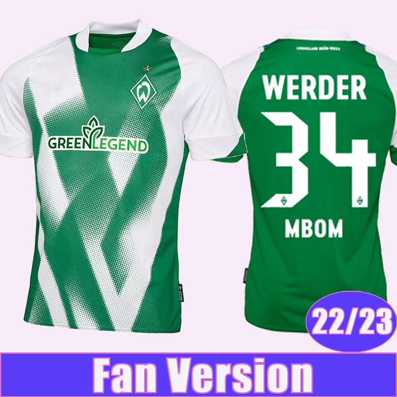 

22 23 Werder Bremen AGU Mens Soccer Jerseys FILLING JUG VELJKOVIC MBOM Home Adult Football Shirt Short Sleeve Uniforms, Qm9668 22 23 home no patch