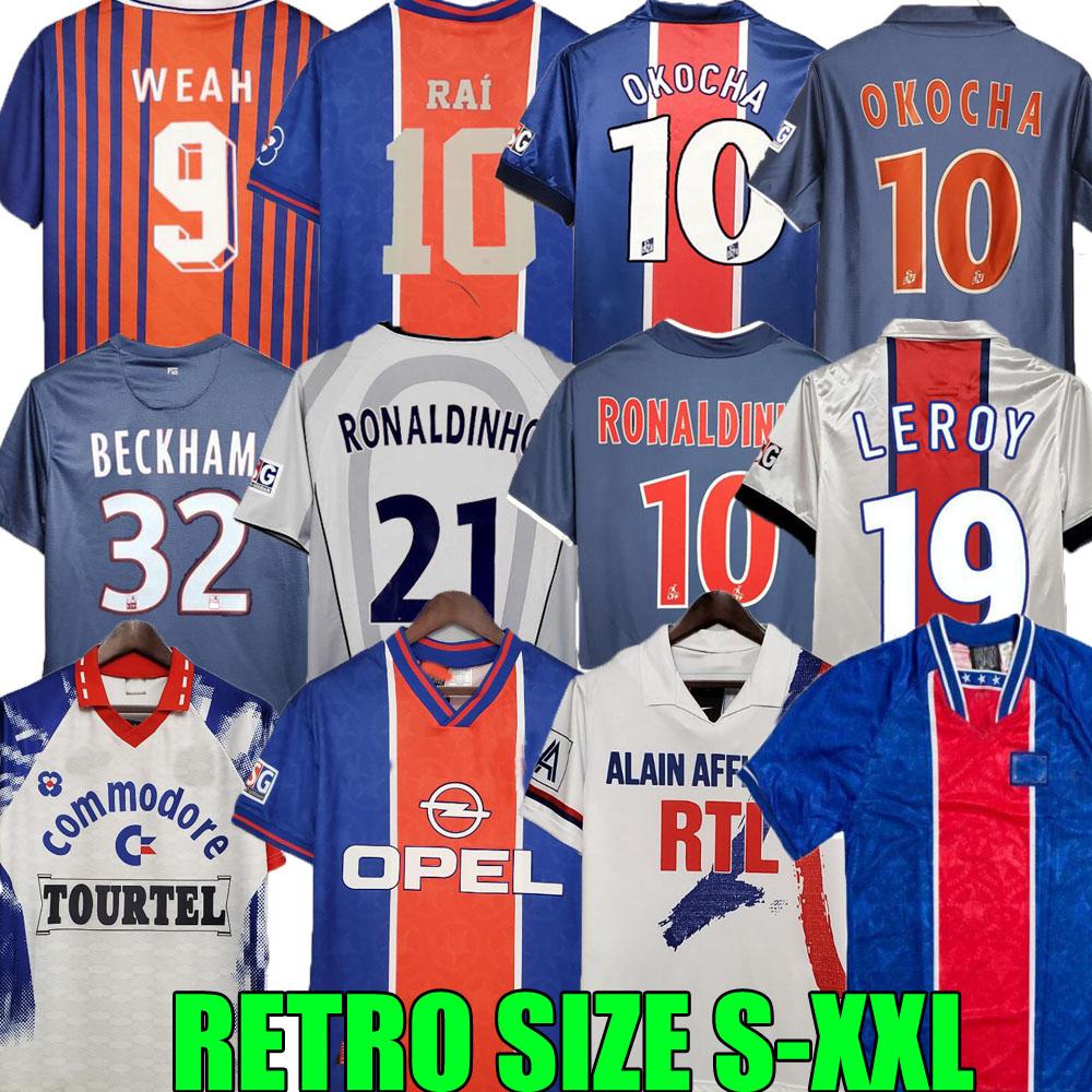 

01 02 03 91 93 94 95 96 psgs Retro Futebol Soccer Jersey Okocha Leroy Beckham 98 99 00 01 90 92 06 07 12 13 Classic Rai Anelka Ibrahimovic Ronaldinho home away fotball shirts, 94 95 home