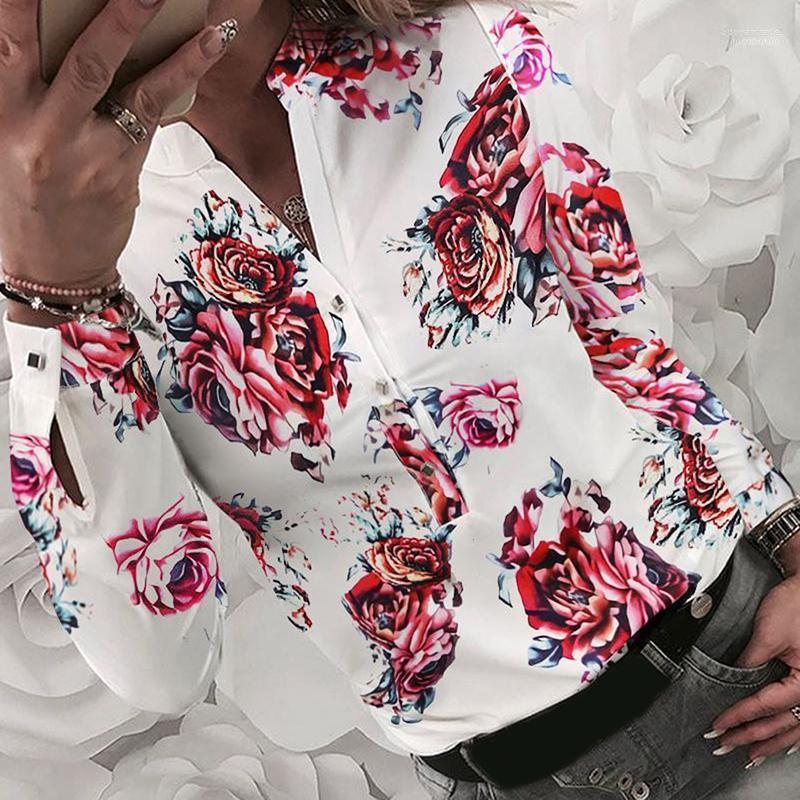 

Women' Blouses Women' & Shirts Fashion Floral Printed Blouse Long Sleeve Spring Printing Button Tops Blouse1, Bamboo