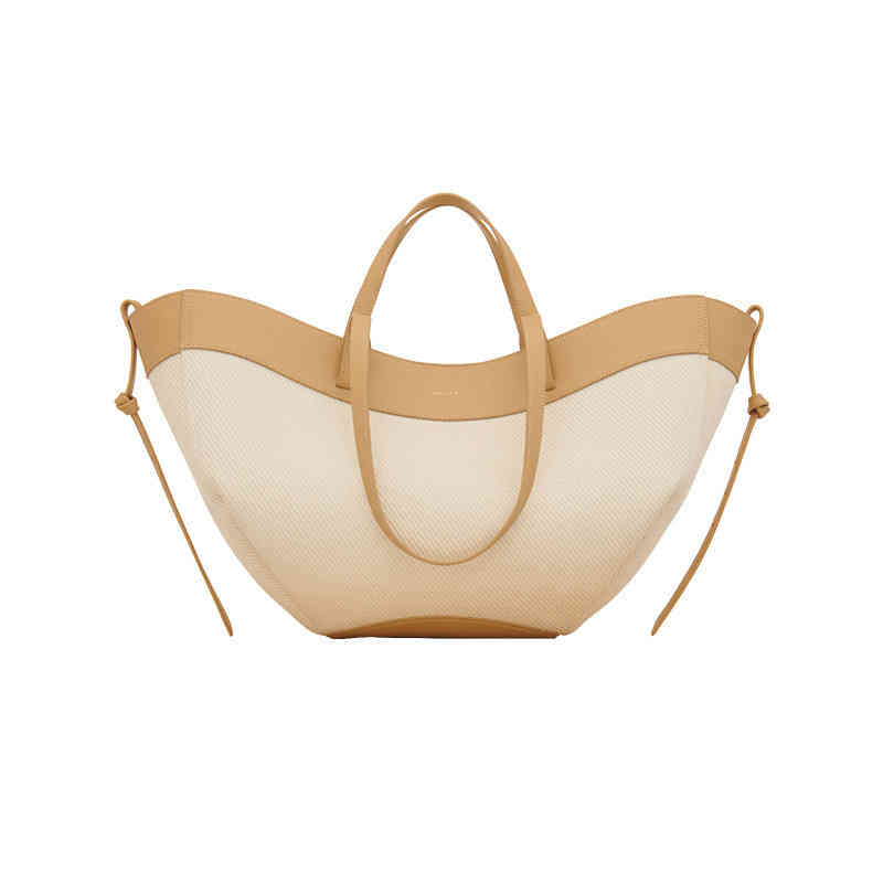 

Totes French Polene Canvas Evening Bag Women's Cyme Leather Portable Large Capacity Shopping Tote Shopping Bag mobile phone wallet, Beige
