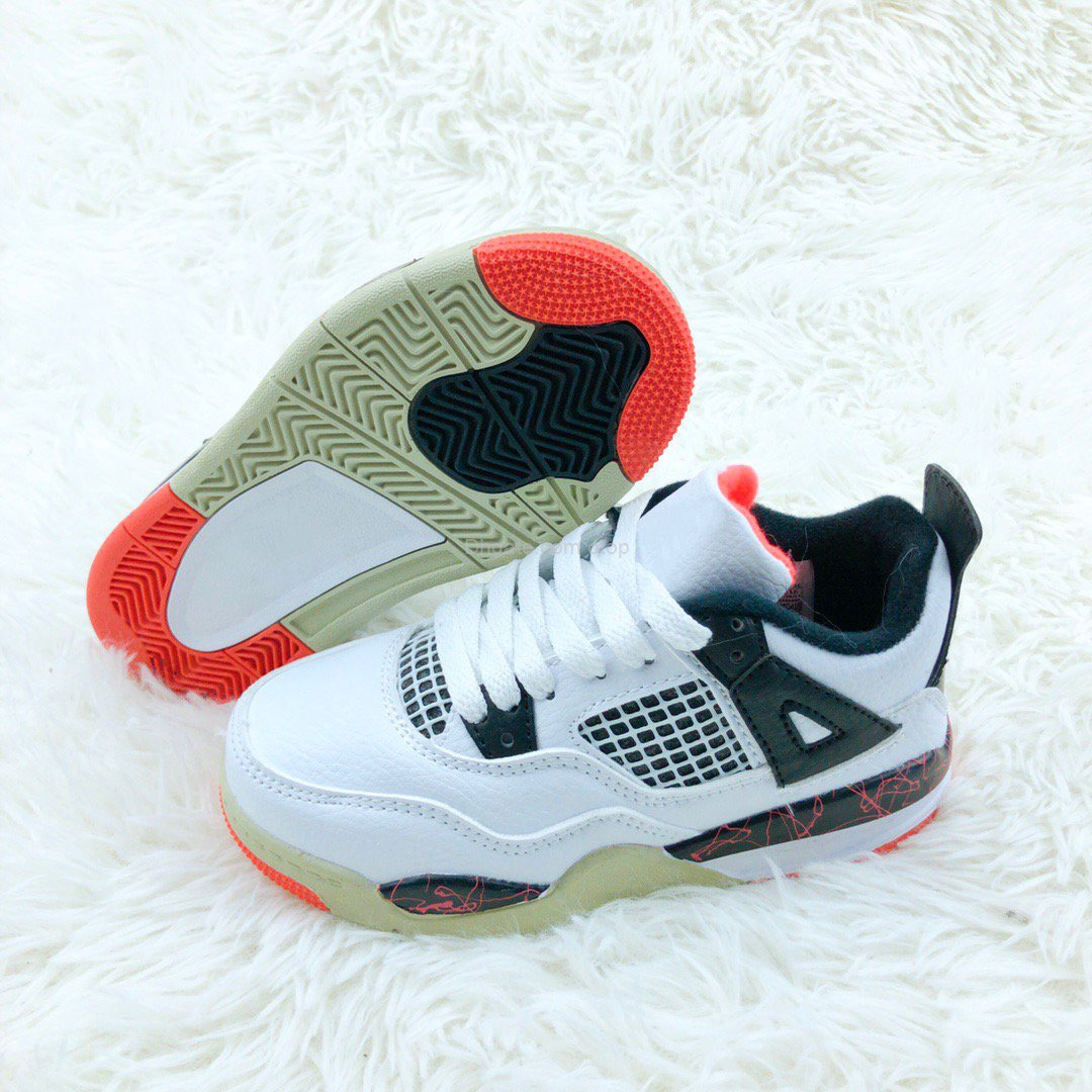 

2022 Jumpman 4 Flight Nostalgia PS Basketball Shoes White Black Hot Lava BQ7669-116 Kids Boy Girl Sports Children Students Sneakers US Size 9C-3Y EUR Size 26-35, 001