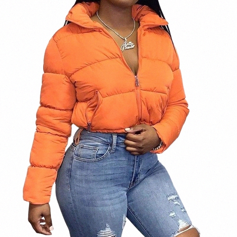 

women' Down & Parkas Tossy Thick Cropped Puffer Coat Warm Winter Jacket Coats Female 2021 Fashion Long Sleeve Zipper Casual Bread Outerwear 87u6#, Green