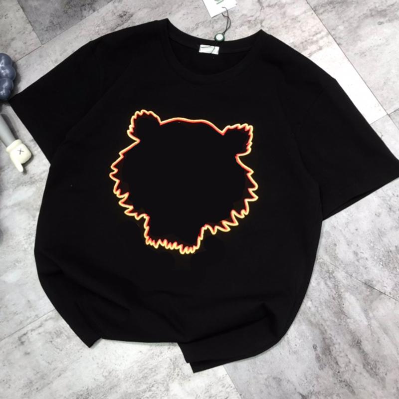 

Tiger Embroidery Pattern T Shirt Mens Cracked Print Summer Tshirt Wholesale Short Sleeve Unisex Man Woman Tees, White