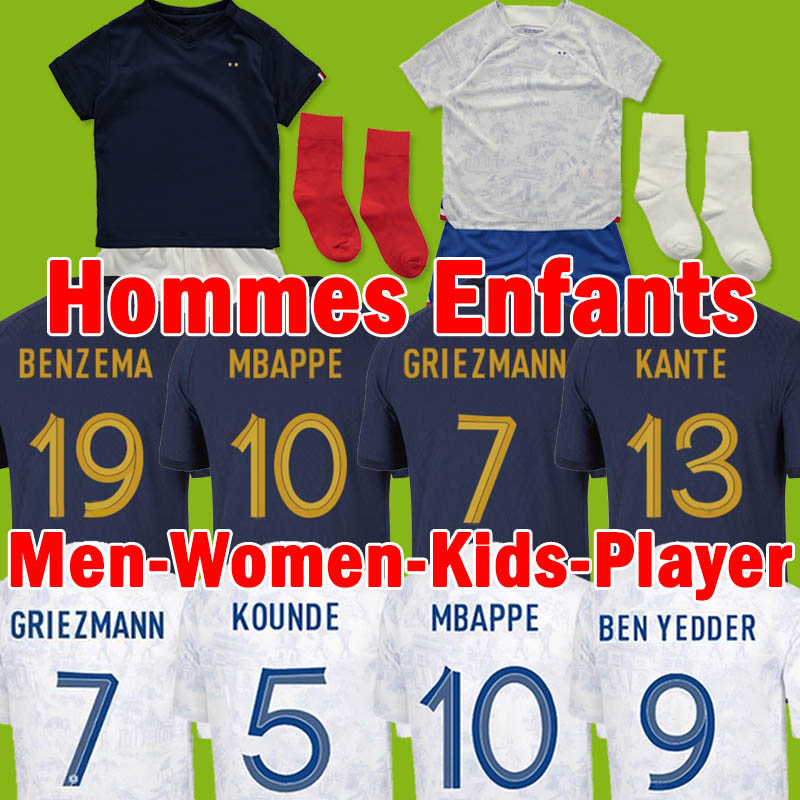 

XXXL 4XL 22 23 French Soccer Jerseys GRIEZMANN POGBA MBAPPE BENZEMA GIROUD KANTE DEMBELE POGBA World Cup Football Shirt Uniforms Bigs Size, 20-21 home kits