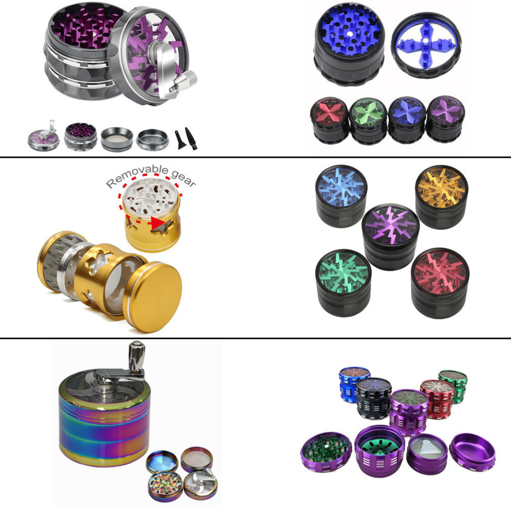 

Tobacco Smoking Herb Grinders Accessories Four Layers Aluminium Alloy material 100% Metal dia 63mm have 5 colors With Clear Top Window Lighting Grinder