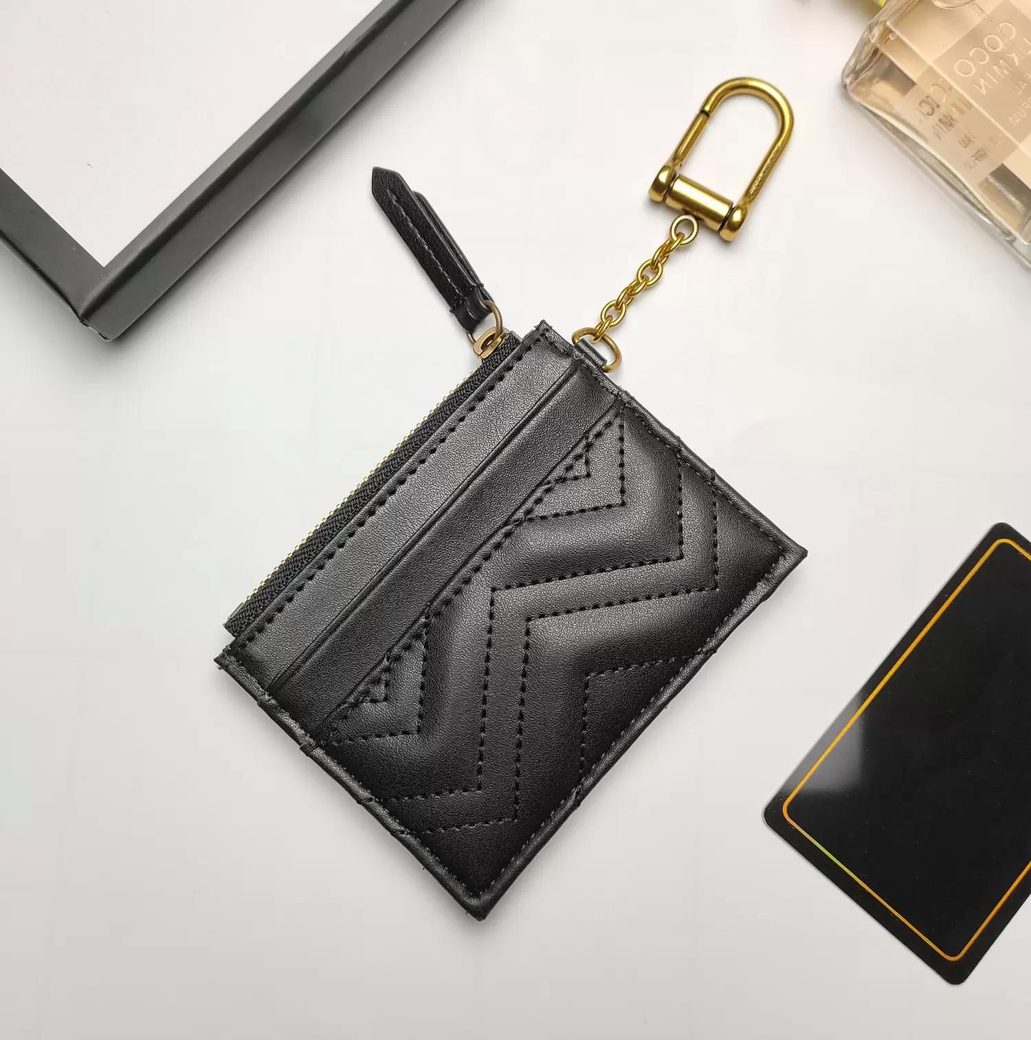 22ss mode femmes porte-clés fermeture éclair porte-cartes de crédit portefeuille court noir rose en cuir véritable chaud mini portefeuille couleu