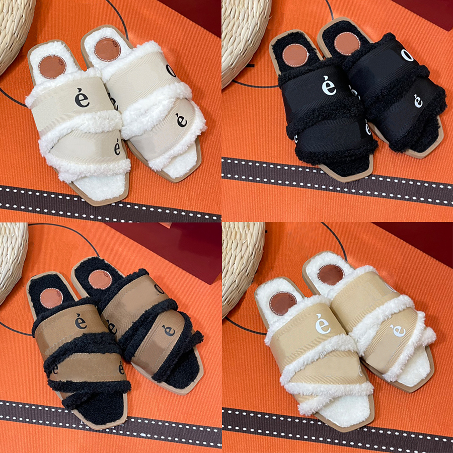 

Luxury Designer women Slippers Ladies Wool Slides Winter Fur Fluffy Furry Warm Letters Comfortable Fuzzy Girl Flip Flop Slipper Sandal Beach Slide Platform Wedge, #8 box