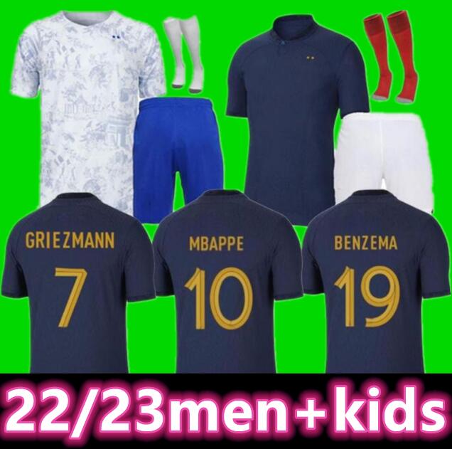 

2022 2023 BENZEMA MBAPPE soccer jerseys player version GRIEZMANN POGBA 22 23 French World Cup national team francia GIROUD Men kids kit KANTE Football shirts