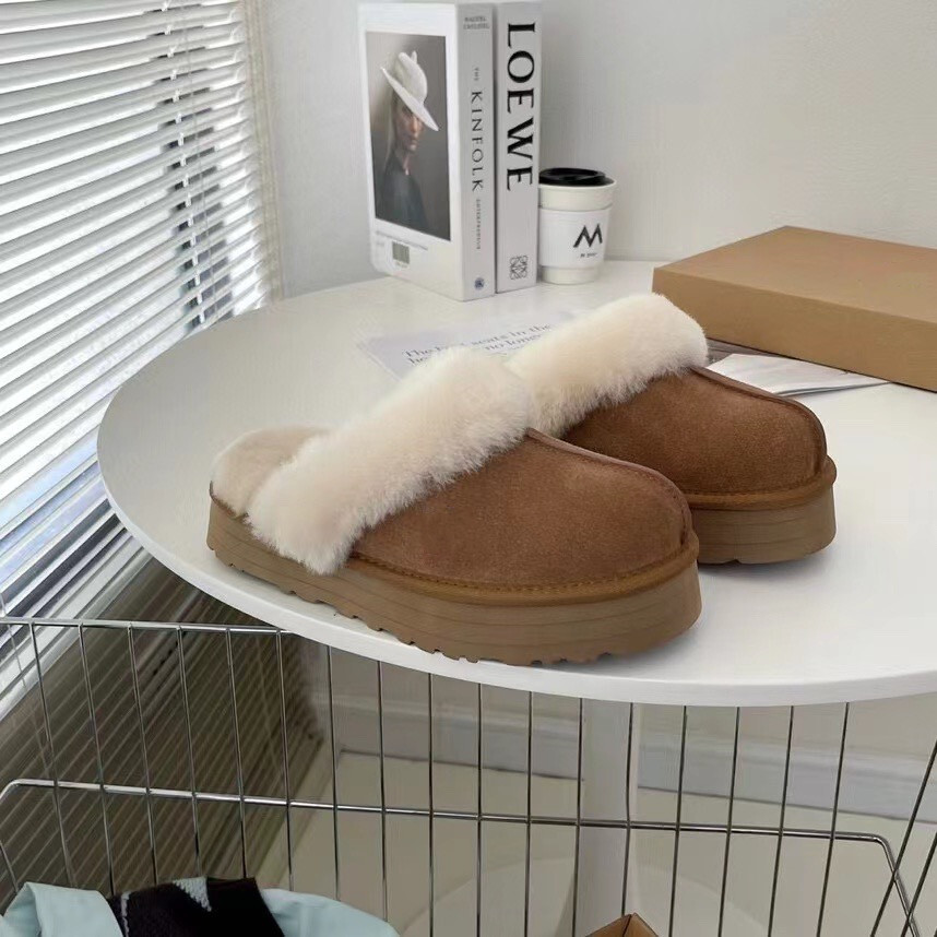 

Designer classic australian wgg slipper fur slides snow Half slippers fluff fuzz yeah slide Shearling womens lady winter flat australia coquette Platform Sandal, Fill postage