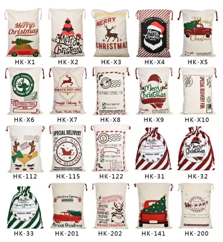 

Christmas Decorations Sacks Gift Bags Large Organic Heavy Canvas Bag Santa Sack Drawstring Bag With Reindeers Santa Claus Party
