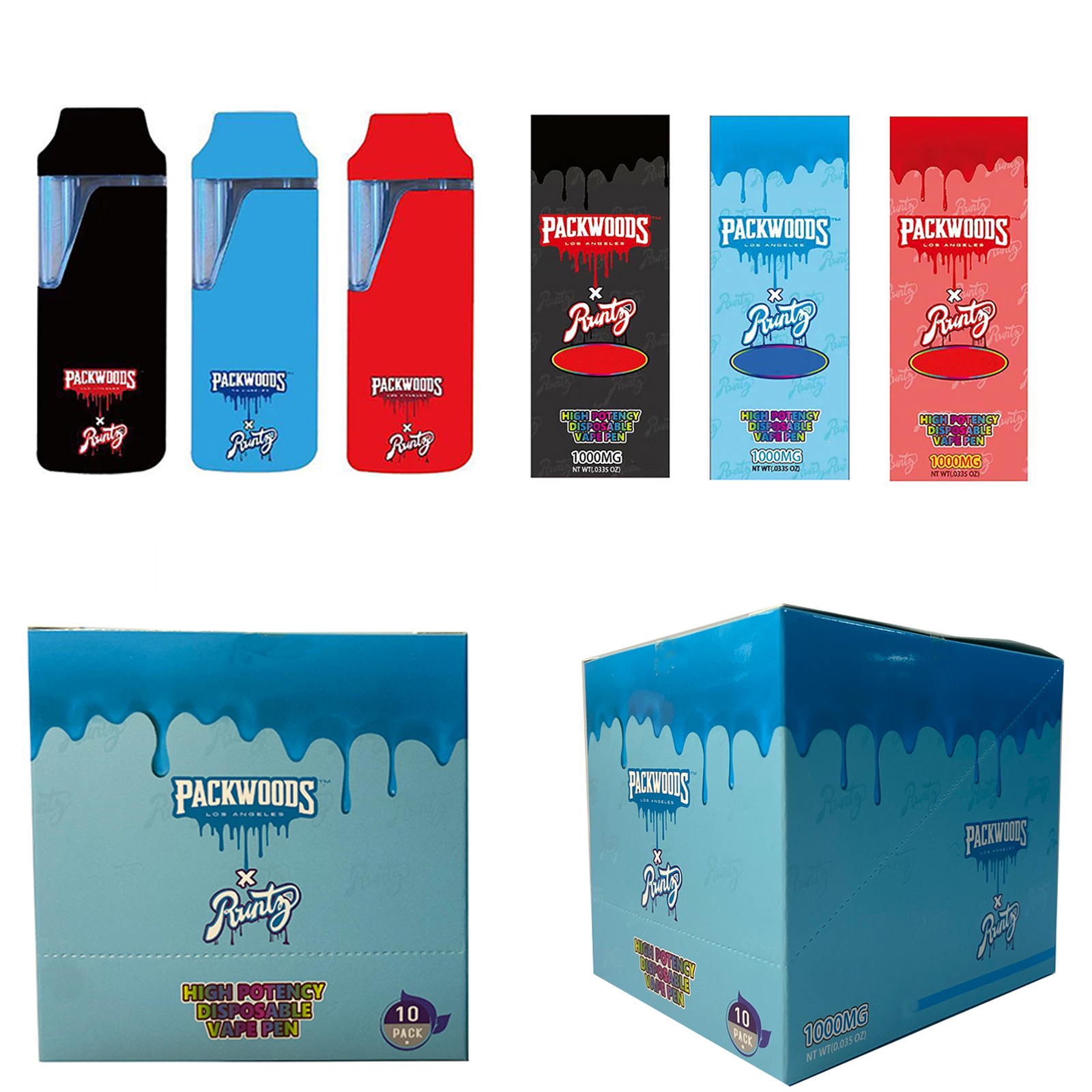 

Electronic cigarette Runtz x Packwoods Disposable vape pens 380mAh E cigarettes Rechargeable Battery Empty Vape Pen 1ml Vaporizer with Packing 100-500