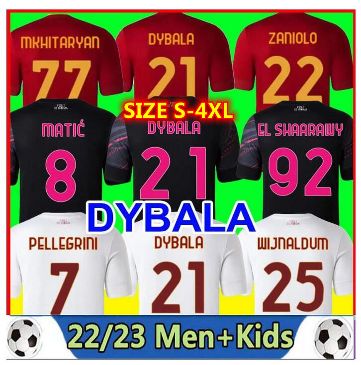 

S- 22 23 DYBALA SOCCER JERSEYS ROMA home final Pastore Abraham rome WIJNALDUM totti Zaniolo MANCINI KUMBULLA men player kids football shirts EL SHAARAWY Uniform, Red