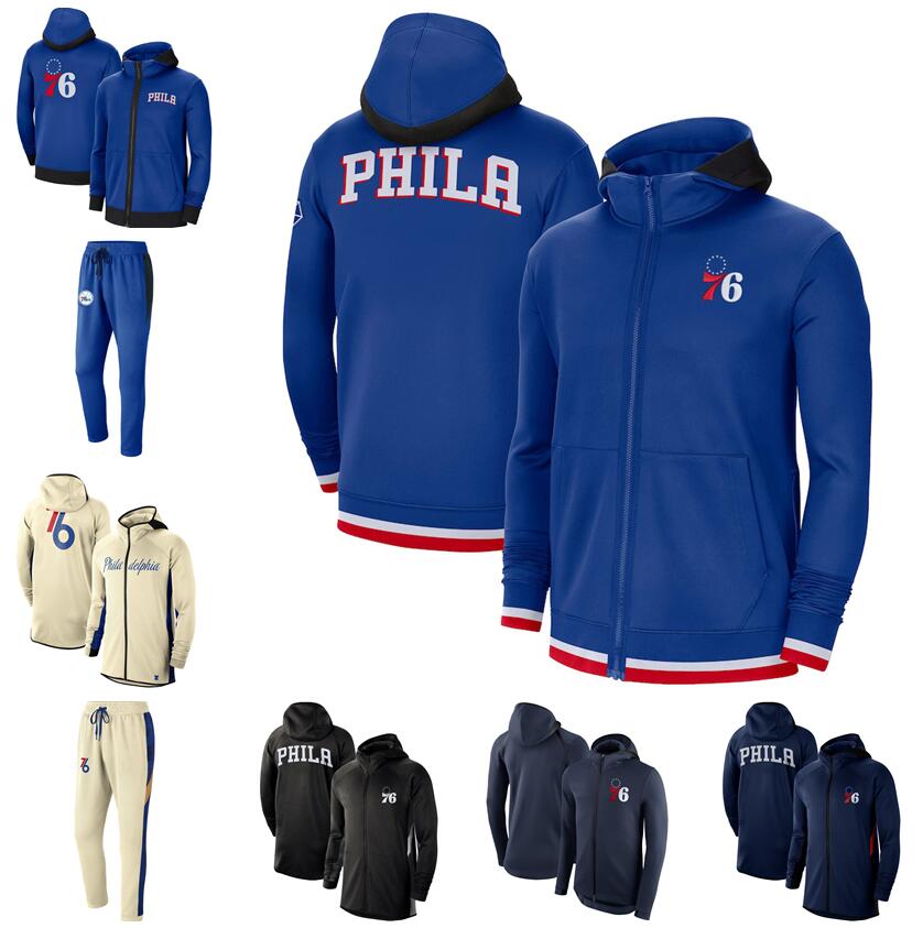 

Men Basketball Jackets Joel Embiid James Harden Tyrese Maxey Showtime Therma Flex Performance Full-Zip Training Hoodie, With logo