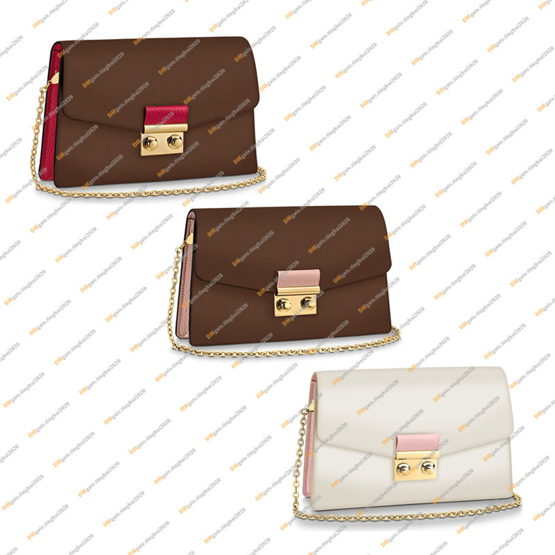 

Ladies Fashion Casual Designe Luxury Chain Bag Shoulder Bags Cross body High Quality TOP 5A N60288 N60287 Handbag Wallet Purse Key Pouch, Brown grid 2 / pink / with dust bag box