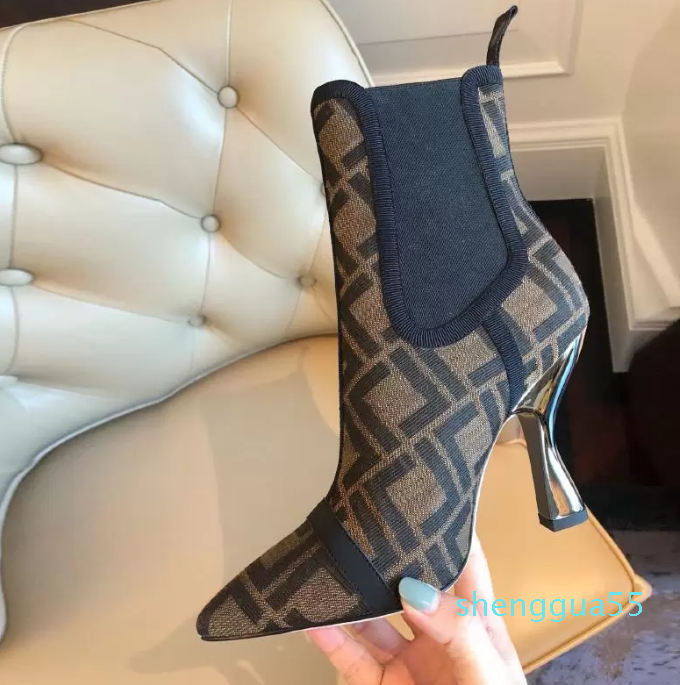 

Booties Designer Boots Shoes Factory Footwear Brown Colibri High-Heeled Ankle Lacquered Heel Pointed Toes Mesh Pull-On Leather Women Luxury