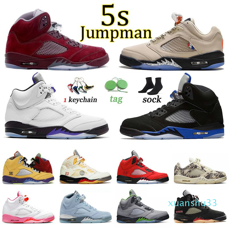 

Jorden 5 Basketball Shoes 5s V Jumpman Sneakers Burgundy Pinksicle Men Women Low Expression Fire Red PSGs Sports Offs White, # 36-47 pinksicle