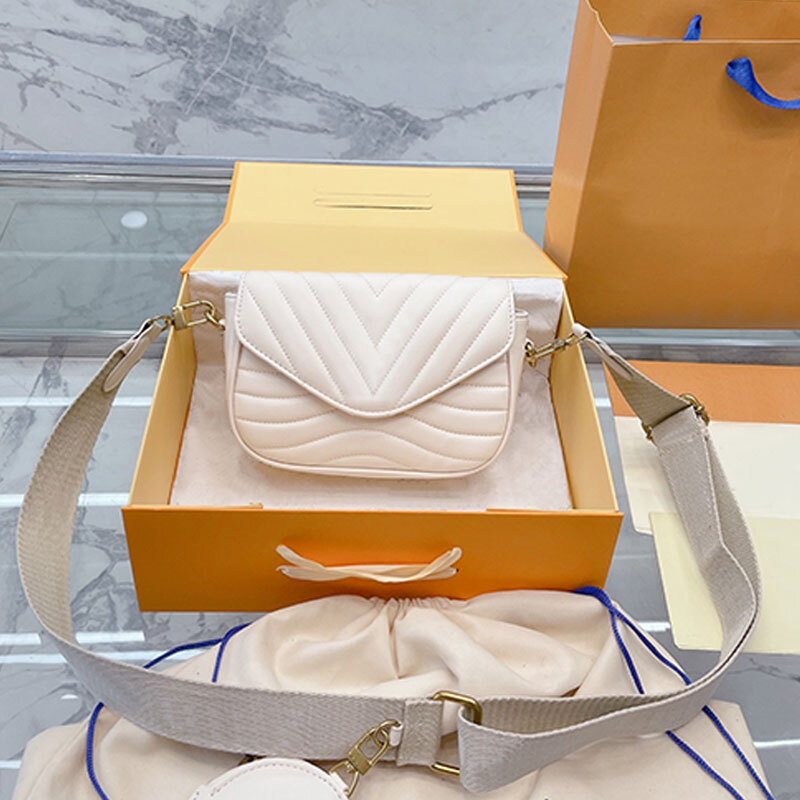 

Evening Bags New Women Wave Crossbody Bag Quilted Flap Shoulder Messenger Bags Genuine Leather Fashion Letters Removable Strap Solid Color