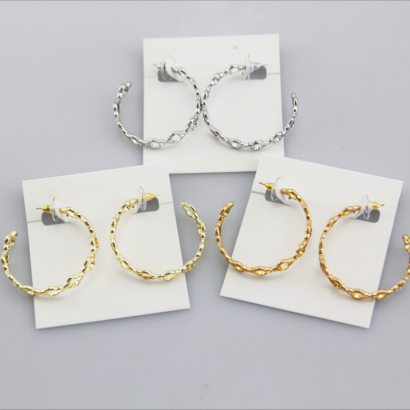 

With Free dust bag Huggie Hook Real 18K Gold/White Gold Plated Hollow Out Shape Earrings earring Letter Gift 3Colors