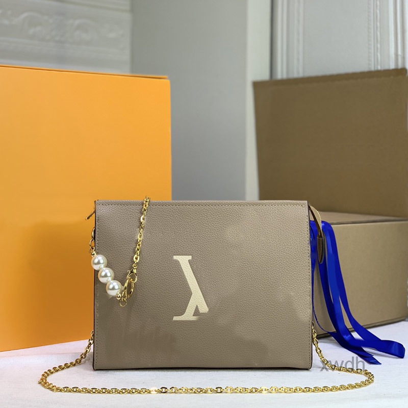 

Evening Bags Classic Women Wash Bag Crossbody Clutch Bags Shoulder Purse Old Flower Detachable Chain Pearl Decoration L Letter Pattern High