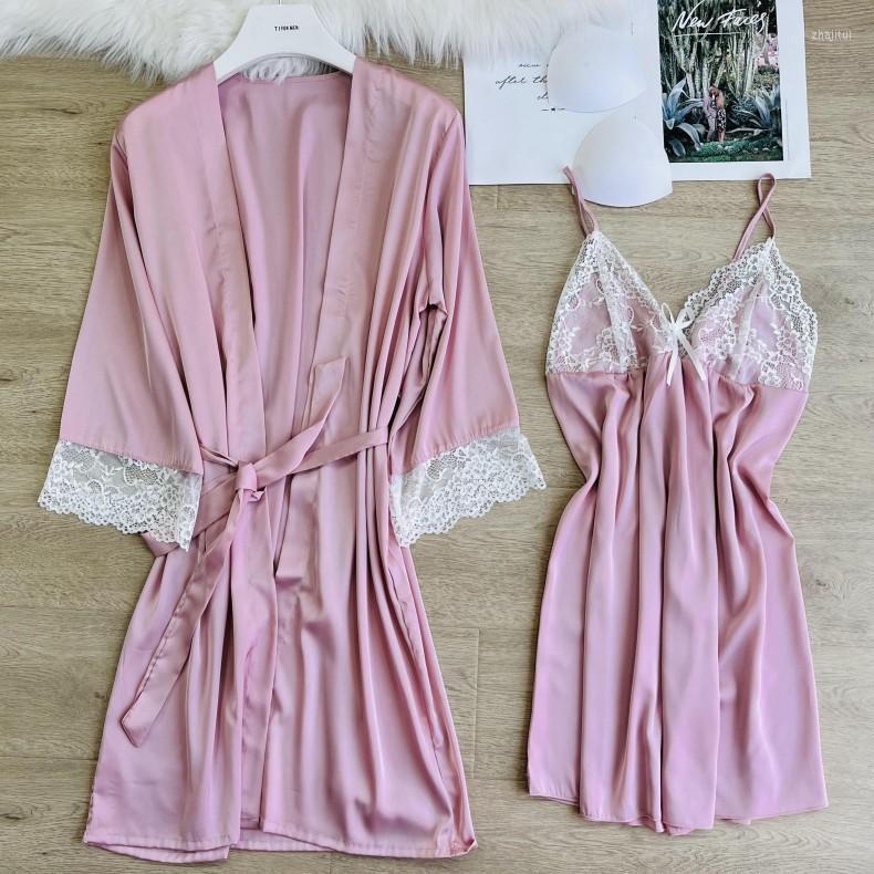 

Women's Sleepwear Women's Rayon Kimono Robe Gown Sets Summer Lingerie Lounge Loose Home Bathrobe Sexy Spaghetti Strap Nightdress, Color 13