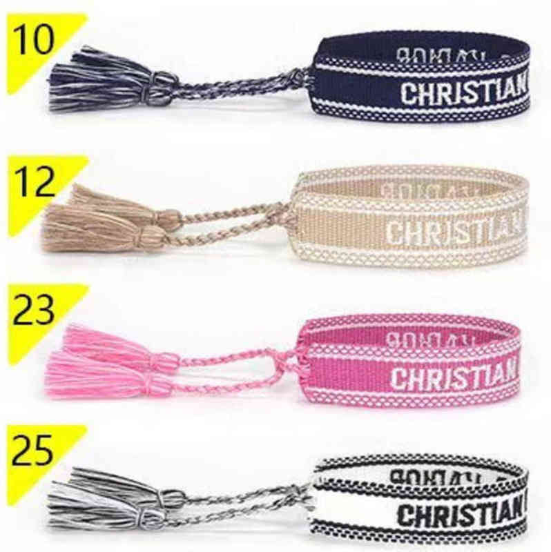 

Fashion Brand Bracelets Chains Women Men Embroidered Handmade Woven Signature Tassel Bangle Adjustable Friendship Bangles Holiday Beach YR7H