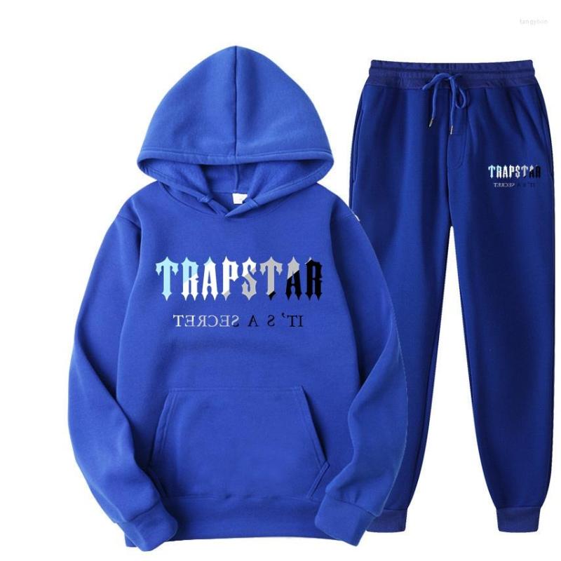 

Men' Tracksuits 2022 Brand TRAPSTAR Printed Sportswear Men 16 Colors Warm Two Pieces Set Loose Hoodie Sweatshirt Pants Jogging, White