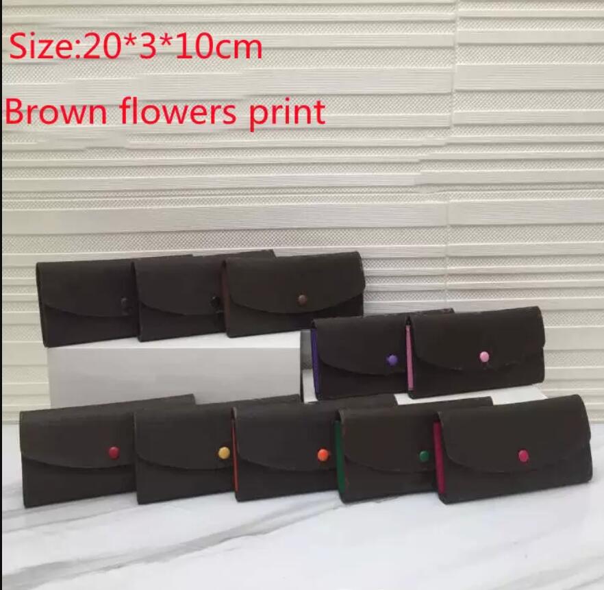 

Wallets Designers Leather Long Wallet Coin Purses Old Flower&colorful Button Men & Women Fashion Luxury Handbags Famous Brand Holders, Brown flower+ brown button