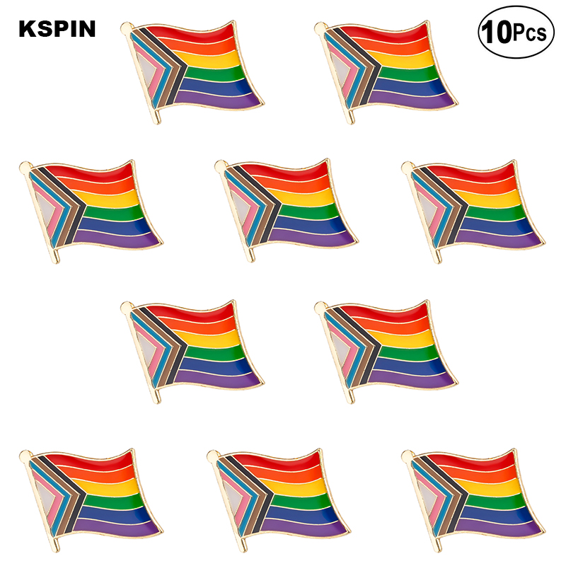 

Progress Pride with Cross Badge Lapel Pin Flag badge Brooch Pins Badges 10Pcs a Lot
