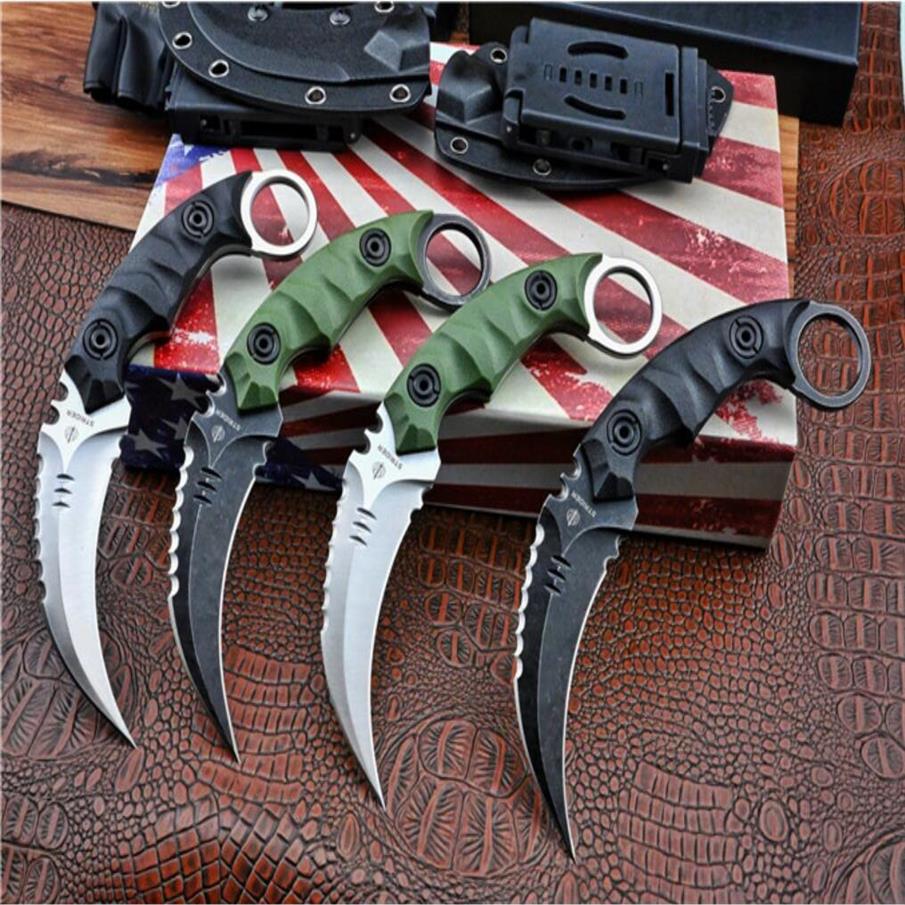 

Strider Shadow claw Karambit Claw knife Fixed blade D2 blade Nylon glass fiber handle Camping Tactical Combat Hunting outdoor tool299Z