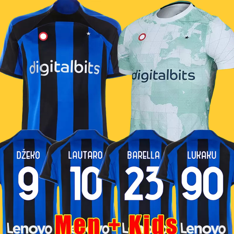 

LUKAKU soccer jersey 22 23 BARELLA VIDAL LAUTARO ERIKSEN INTERS DZEKO CORREA AWAY THIRD MILANS UNIFORMS TOPs football shirt 2022 2023 men kids kit, 22/23 men away