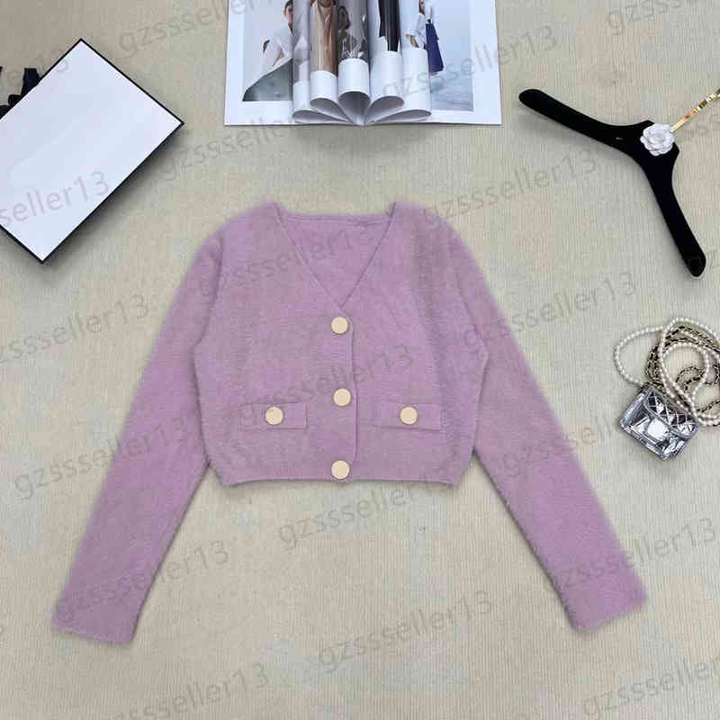 

Womens Sweater Designer Cardigan Jumper Fashion Brand Metal Button Tops Knitwear Autumn And Winter V-neck Open Shirt Long -sleeved Crop Women Sweaters 4 Colors