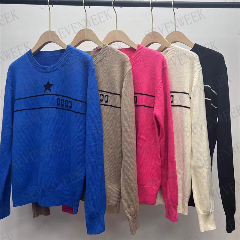 

Designer Sweaters Womens Pullover Tops Fashion Star Letters Knitting Hoodie Round Neck Sweater For Autumn, Beige