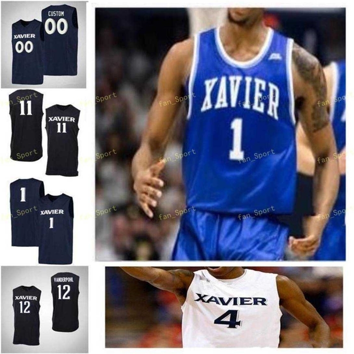 NN1 College Xavier Musketeers Basketball Jersey 34 Myles Hanson 35 Zach Hankins 4 Elias Harden 4 Tyrique Jones Custom Stitched