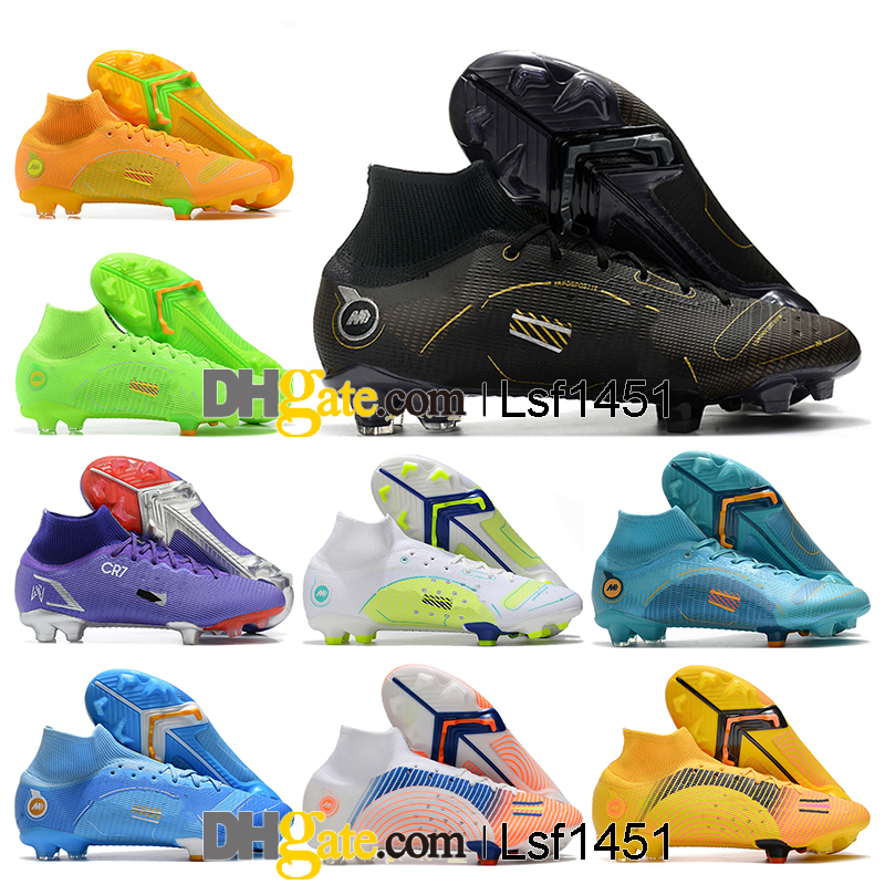 

GIFT BAG Mens High Ankle Football Boots CR7 Superfly 8 VIII Elite FG Firm Ground Cleats Mercurial 14 XIV Neymar ACC Soccer Shoes Outdoor Dream Speed Botas De Futbol, Color 44