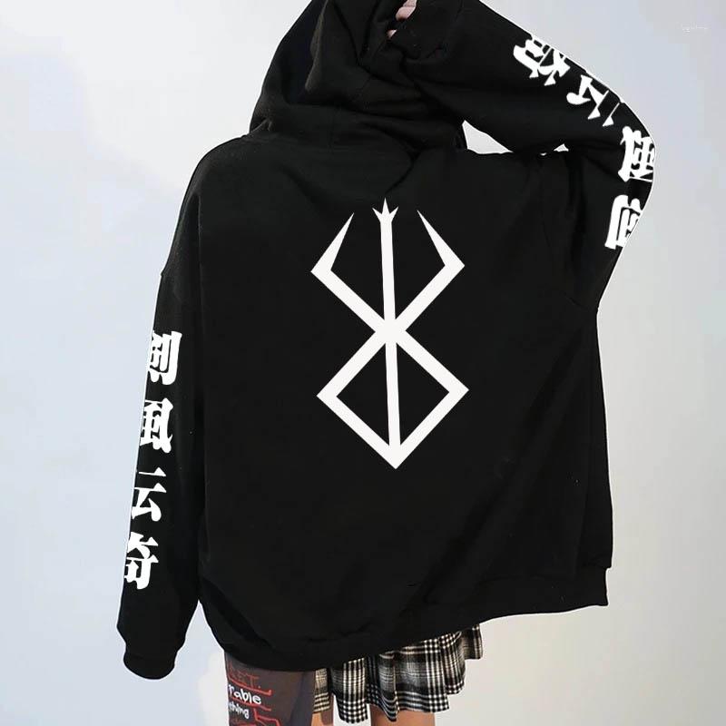 

Men's Hoodies Anime Berserk Logo Hoodie Pullovers Tops Print Zipper Long Sleeve Winter, Black5