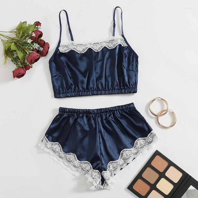 

Women' Sleepwear Women' Pajamas For Women Outfits Lace Camisole Bra Shorts Two Piece Sexy Underwear Panties Suits Lingerie, Navy