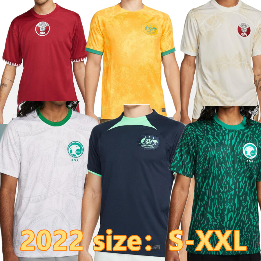 

2022 Qatar Soccer Jerseys Australias 2023 SAUDI ARABIA Camisetas De Futbol 22 23 home away Men Adult world Football Shirt cup Uniform national team Australie Uniform, 2022 away