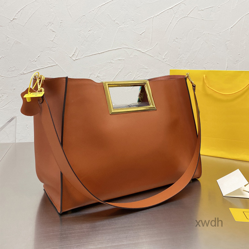 

Evening Bags Way Classic Handbag Cowhide Leather Simplicity Tote Bag Newest Shoulder Bags Gold Metal Solid Color Large Capacity Pocket Hand, 40x18x30cm