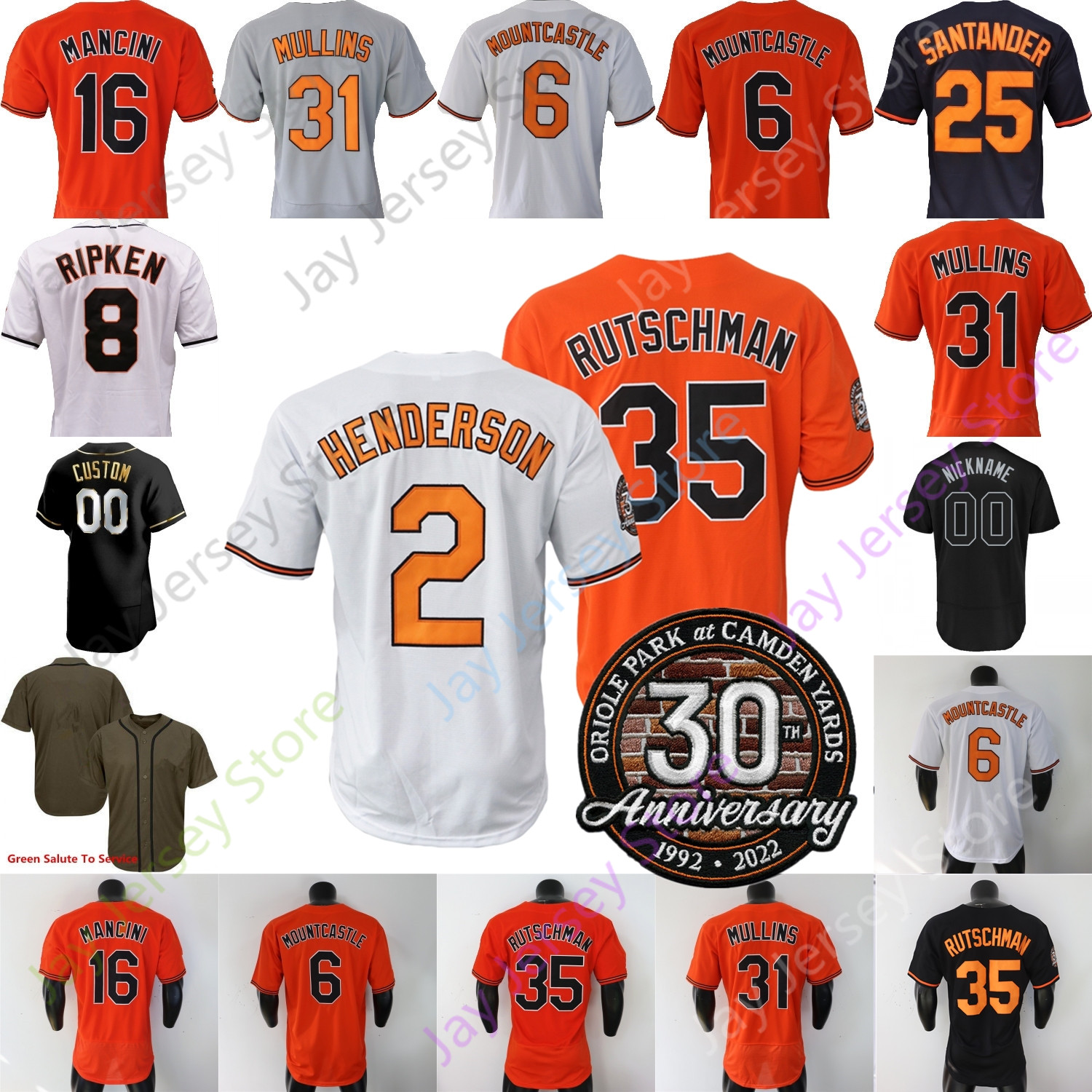 

Cal Ripken Jersey Austin Hays Gunnar Henderson Kyle Stowers Terrin Vavra Trey Mancini Ryan Mountcastle Cedric Mullins Urias Rougned Odor Adley Rutschman, Player's versions grey