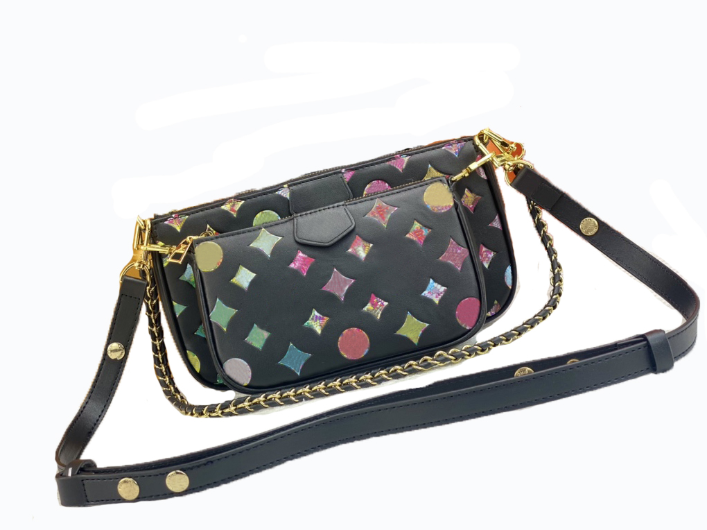 

Original Womens Shoulder Bags Designer Luxury Handbags Cross body Bag Fashion Multicolor Flowers Purses Leather Crossbody Brand Chain Totes 3-piece suit 80L399, Multicolor flower