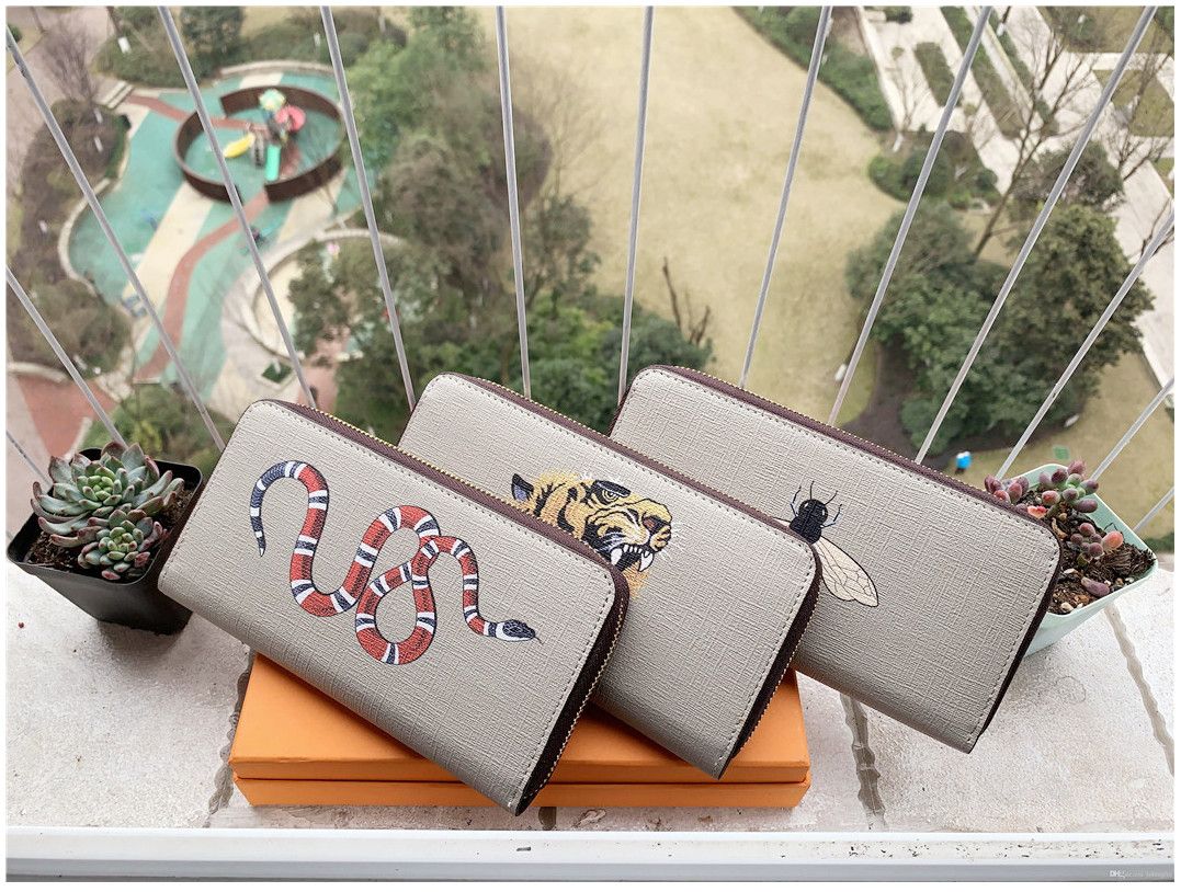 

2023 Animal Print Single Zipper Wallet Wholesale 6 Colors Fashion Men Women Leather Wallets Card Holder Ladies Long Purse With Box 60017, Extra fee (are not sold separately)
