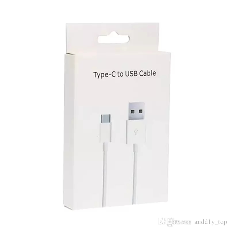 

Type-C USB Phone Cables for Huawei Xiaomi Fast Charging T-C Type Charging Cord Samsung Cell Cable with Retail Box, White