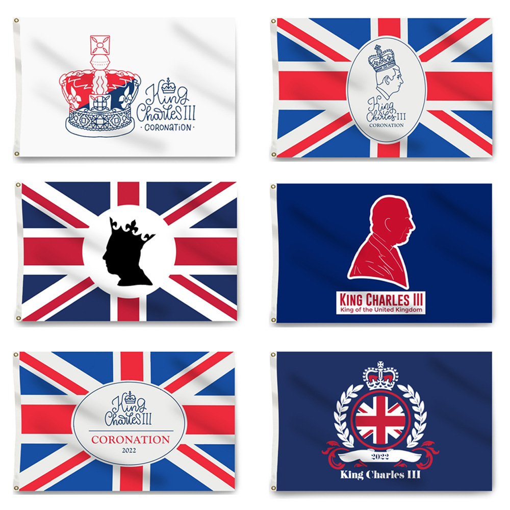 

King Charles III Flags Banner Elizabeth II Queen Platinums Jubilee Flag British Christianity Souvenir Decorations