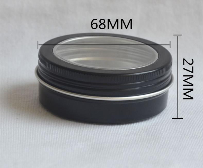 

2 oz Aluminum Tin Jar 60 ml Refillable Containers Bottle Clear Top Screw Lid Round Tins Container SN4169