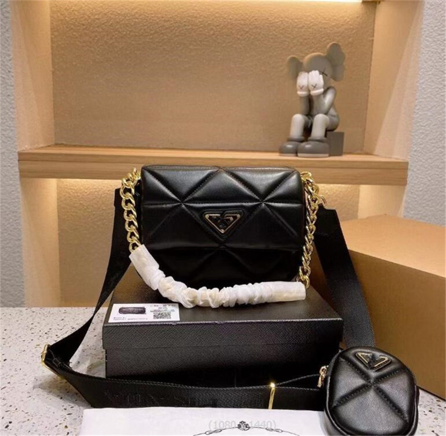 

2022 Classic woman hand bags genuine leather flap clutch shoulder small Female package lamb purse gold chain fashion bag wholesale, Black