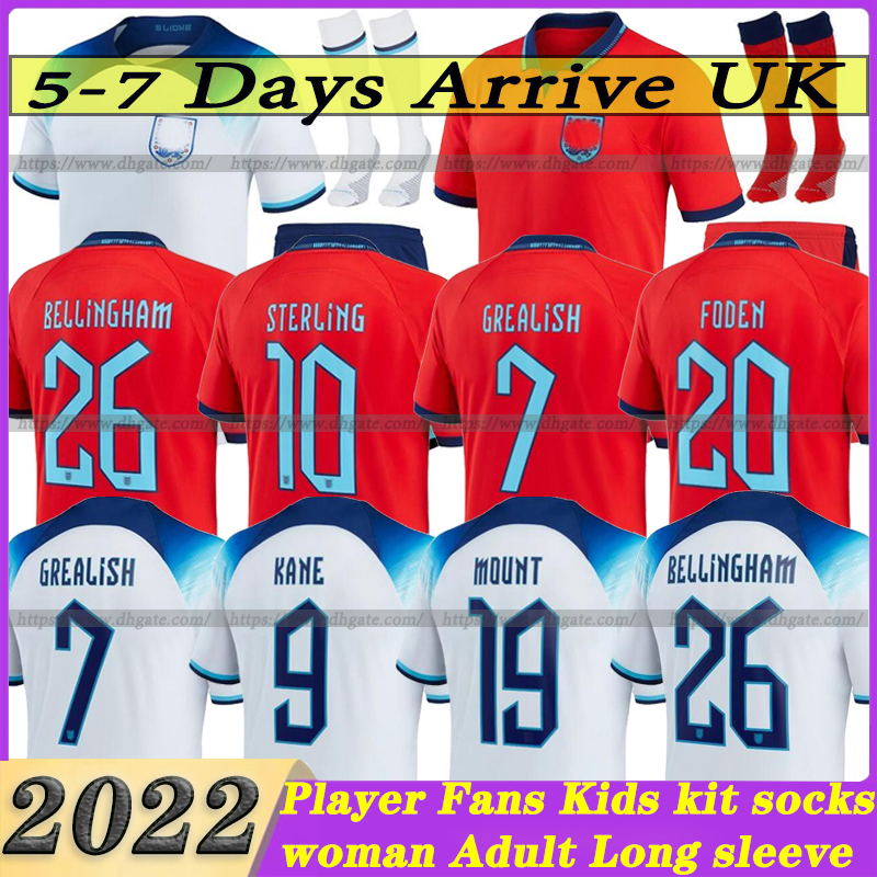 

Angleterre FODEN soccer jerseys 2022 KANE STERLING GREALISH RASHFORD MOUNT BELLINGHAM SANCHO 22 23 national Football shirt men kids kit socks uniform HENDERSON, 2223 players version away