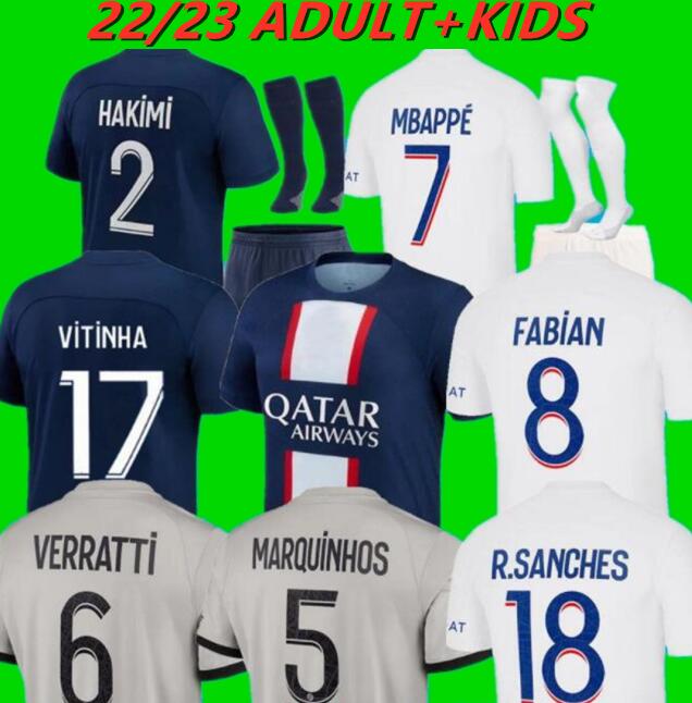 

adults and kids 22 23 PSGs MBAPPE soccer jerseys 2022 2023 DI MARIA WIJNALDUM SERGIO RAMOS HAKIMI fourth Maillots de football kit ICARDI VERRATTI third 4TH shir 74